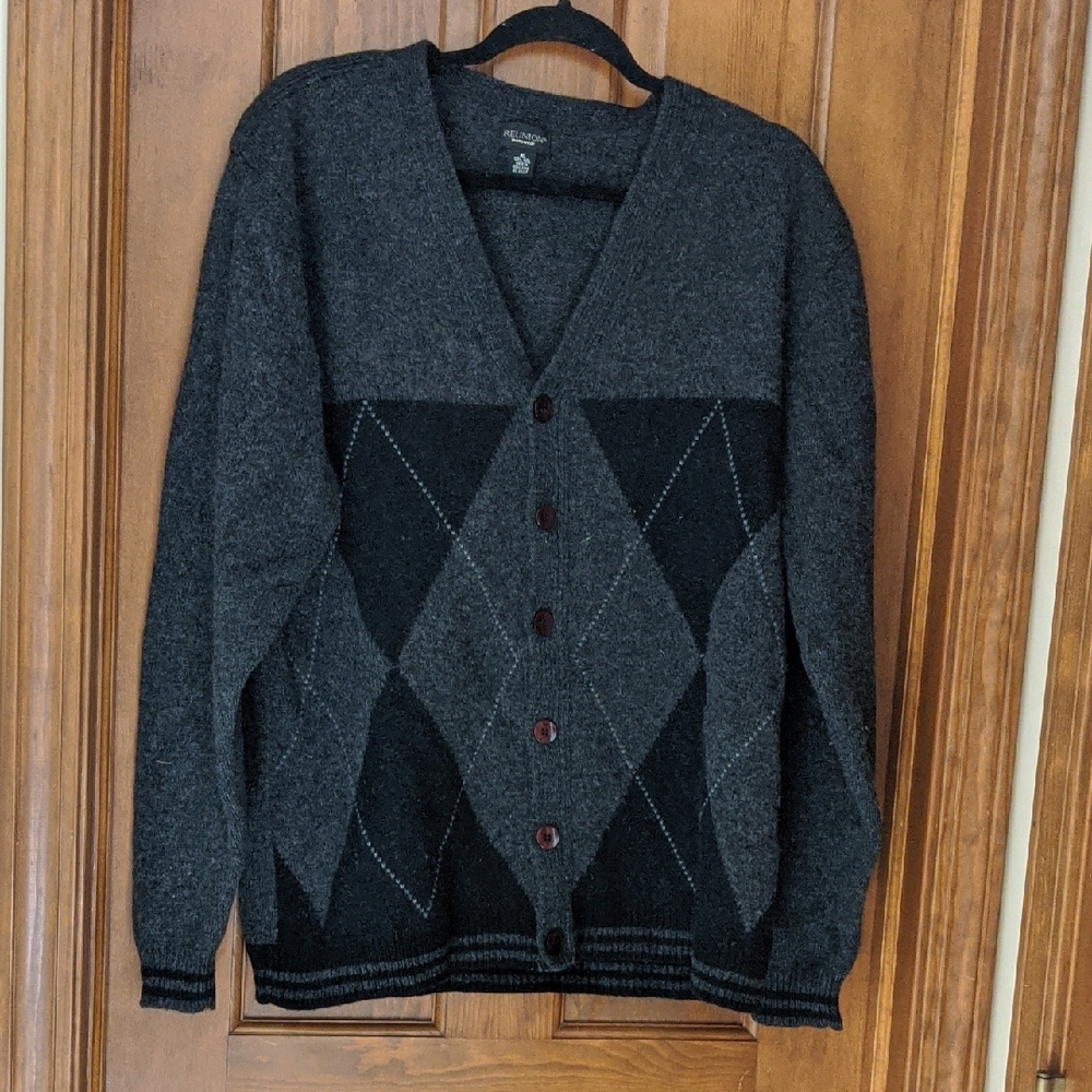 Pendleton Charcoal and Black Argyle Cardigan